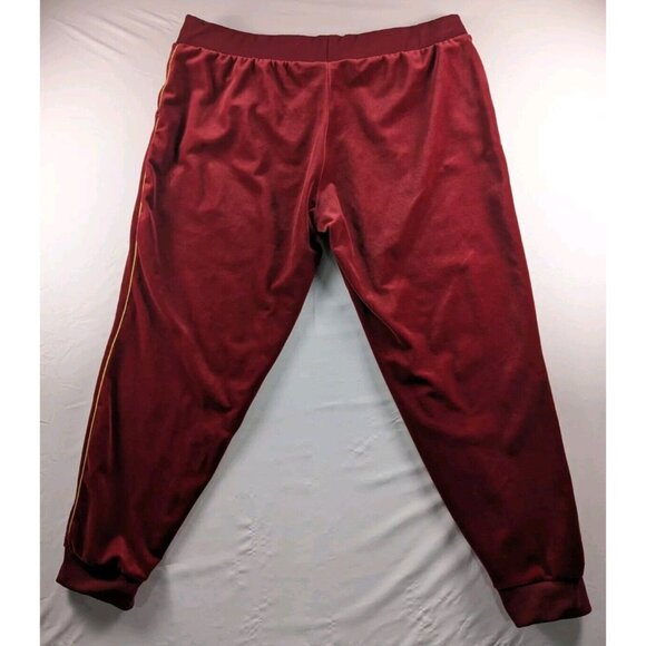 Nike NSW Red Velour Pants With Yellow Stripe Accents 2XL Embroidered Logo Jogger - Picture 2 of 7